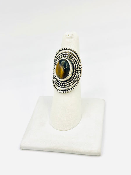 Sterling Silver Tiger’s Eye Rings Size 6