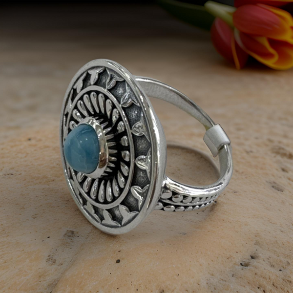 Larimar Ring Size 8 Sterling Silver