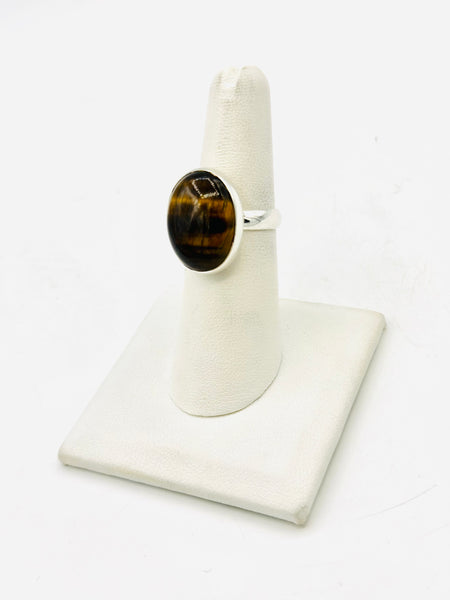 Tiger’s Eye Size-7 Rings Sterling Silver