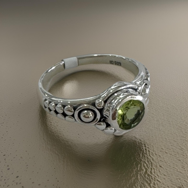 Peridot Ring Size 8 Sterling Silver