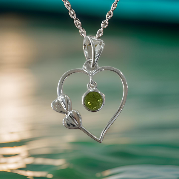 Peridot Heart Shape Pendant Sterling Silver