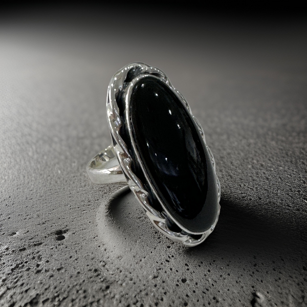Black Onyx Sterling Silver Ring Size 7