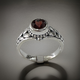 Garnet Ring Sterling Silver Size 7