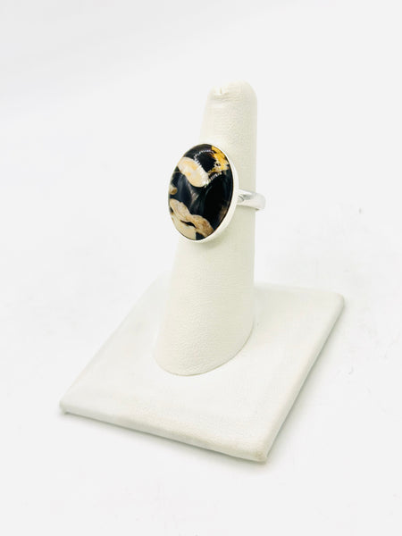 Sterling Silver Peanut Wood Jasper Rings Size 7