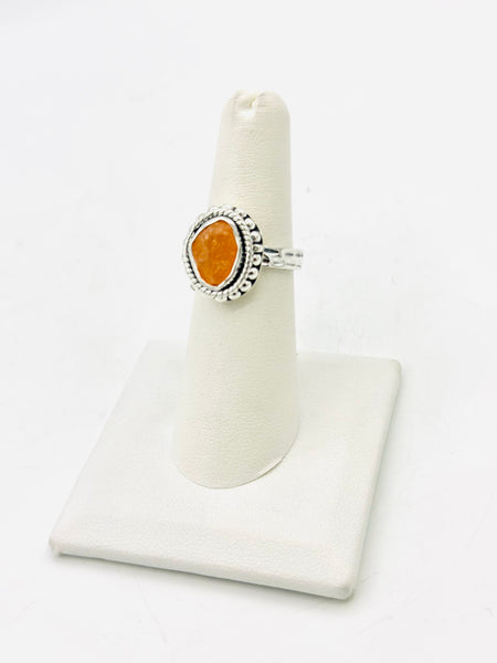 Sterling Silver Spessartite Orange Garnet Rings Size  7