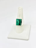 Malachite Size - 9 Rings Sterling Silver