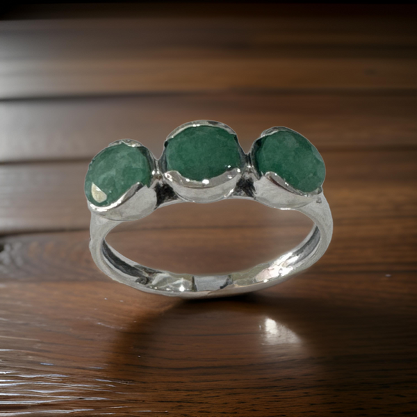 Emerald Ring Sterling Silver Size 7