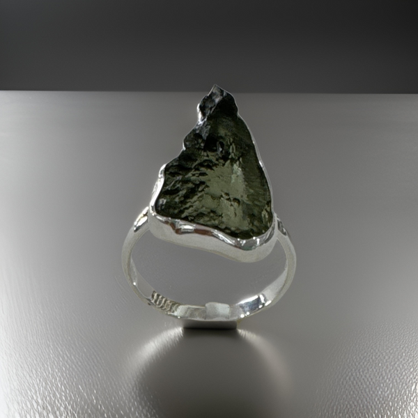 Moldavite Ring Size10 Sterling Silver