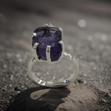 Sterling Silver Ring Size 8(Larimar,Moonstone,Amethyst,Herkimar)
