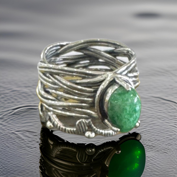 Emerald Ring Size 8 Sterling Silver
