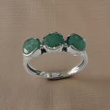 Emerald Ring Sterling Silver Size 7