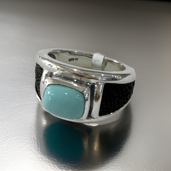 Turquoise Ring Sterling Silver Size 10