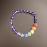 Amethyst With Seven Chakra Beaded Bracelets
