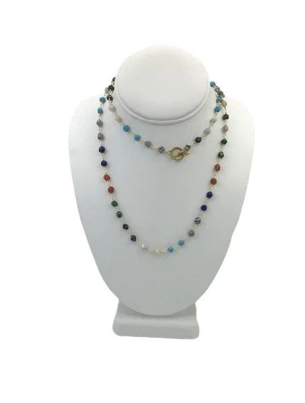 Multi Gemstone Chain Necklace(BCH2005-1)