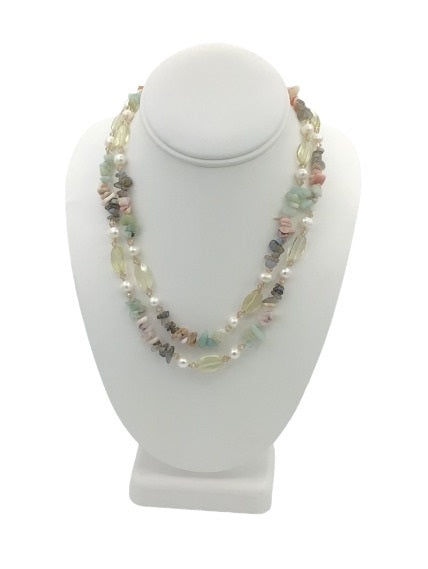 Mixed Gemstone Multi- Strand Necklace (19F72 )