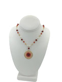 Hand Beaded Eye Medallion Necklace (BCH2052) Red