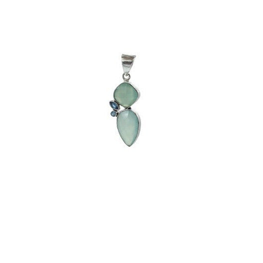 Aqua Chalcedony with Blue Topaz Pendant