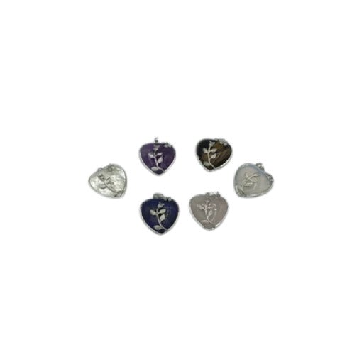 Gemstone Heart with Rose Pendants