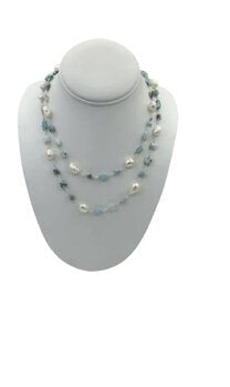 Larimar And Pearl Necklace