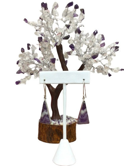 Sterling Silver Chevron Lace Amethyst Earring