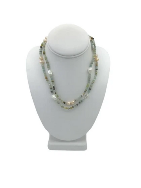 Amazonite, Pearl Beaded Necklace