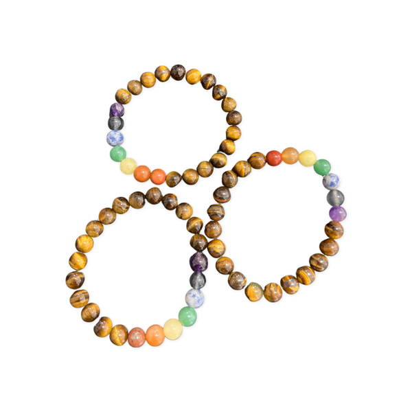 Tiger’s Eye Beaded Bracelets With Seven Chakra