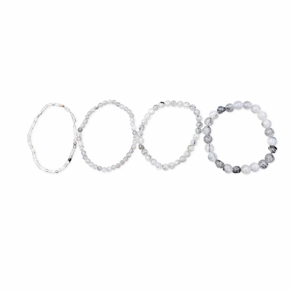 Rutilated Black quartz Beaded Bracelets