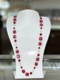 Red Mix Shaped Crystals Long Necklace(19C108)