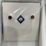 Sterling Silver Garnet Stud