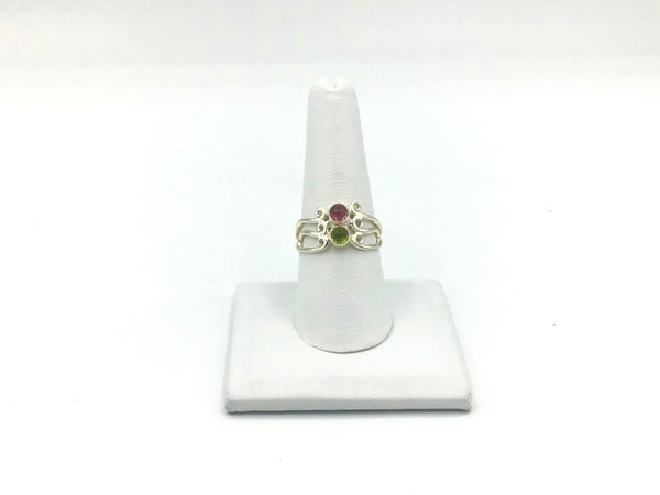 Watermelon tourmaline Size 8 Rings Sterling Silver