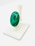 Malachite Size - 9 Rings Sterling Silver