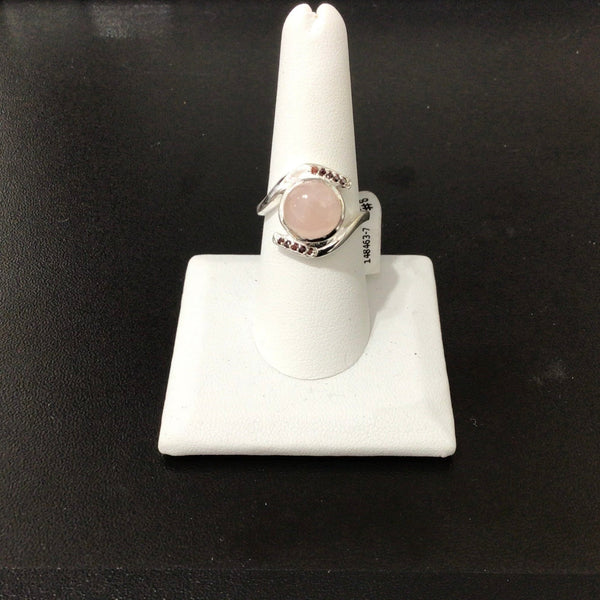 Sterling Silver Rose Quartz Ring With Garnet