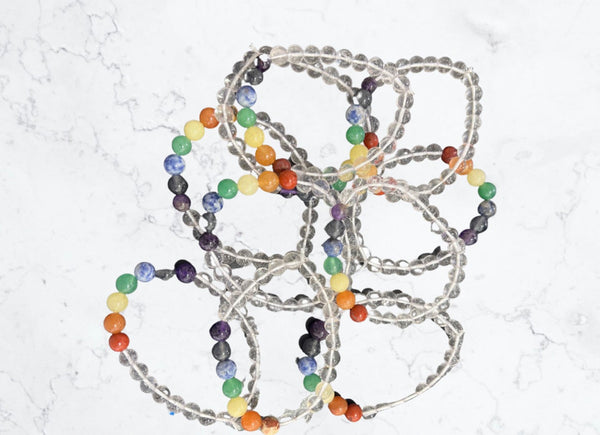 Clear Quartz With Seven Chakra Beaded Bracelets