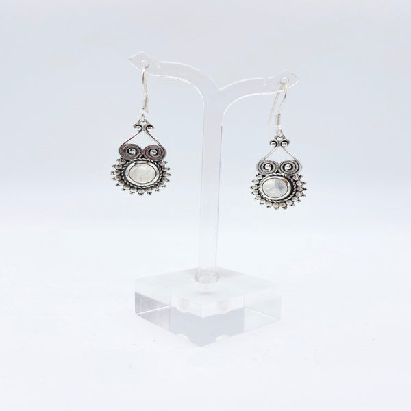 Sterling Silver Designer Moonstone Earrings