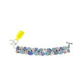 Sterling Silver Bracelet With Rough Aqua, Tanznite,and Rose Quartz