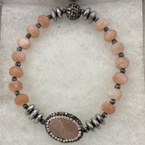 Faceted Stone Beaded Bracelets With Cubic Zirconia