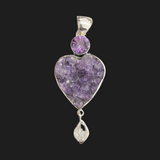 Amethyst Druzy,Herkimer Quartz Pendant