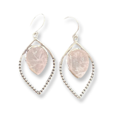 Sterling Silver Rough Rose Quartz Earrings