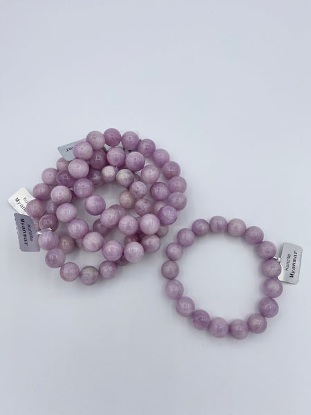 Kunzite Round Bead Bracelet (12-14 mm)