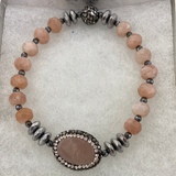 Faceted Stone Beaded Bracelets With Cubic Zirconia