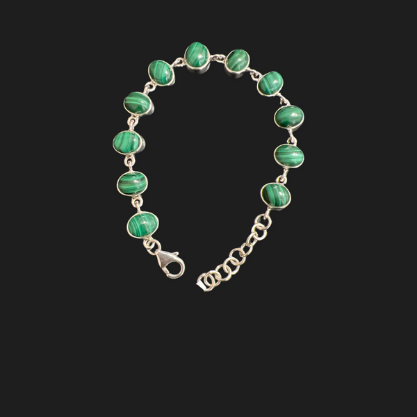Sterling Silver Malachite Bracalet