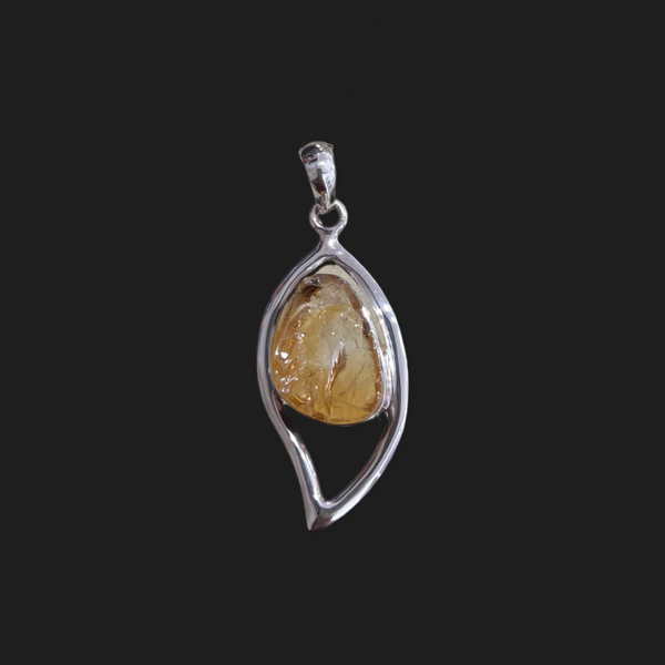 Citrine Rough Pendant Sterling Silver