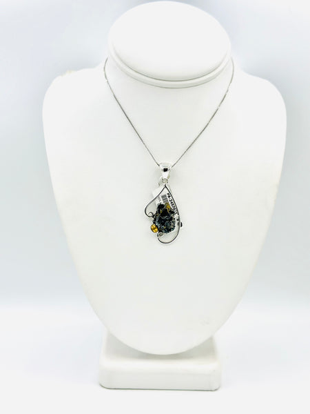 Sterling Silver Citrine And Rutilated Quartz Pendant