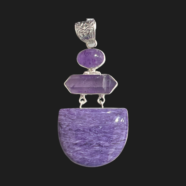 Charoite Pendant With Amethyst