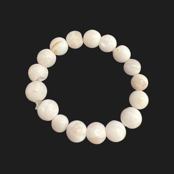 White Fossilized Wood Beaded Bracelets