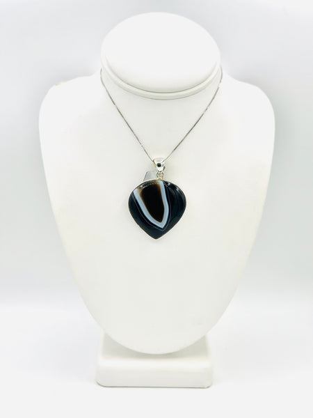 Sterling Silver Banded Agate Pendant