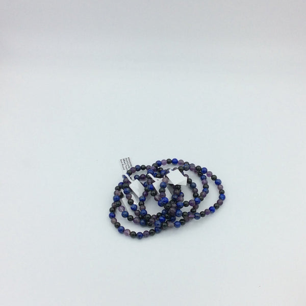Amethyst, Lapis & Black Tourmaline Beaded Bracelets