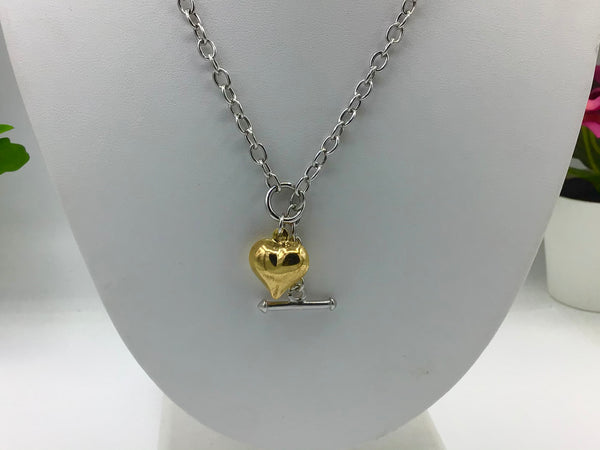 Gold Plated Heart on a Rolo Chain Necklace