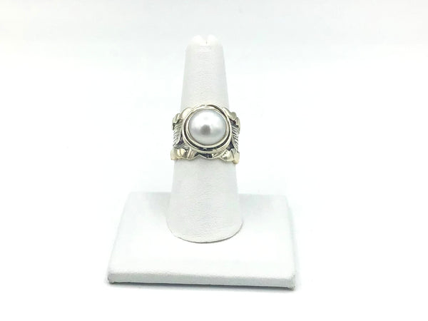 Sterling Silver Pearl Ring Size 8