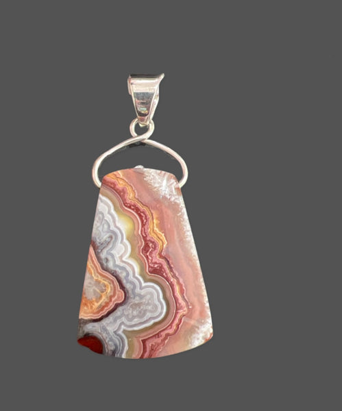 Crazy Lace Agate Pendant Sterling Silver